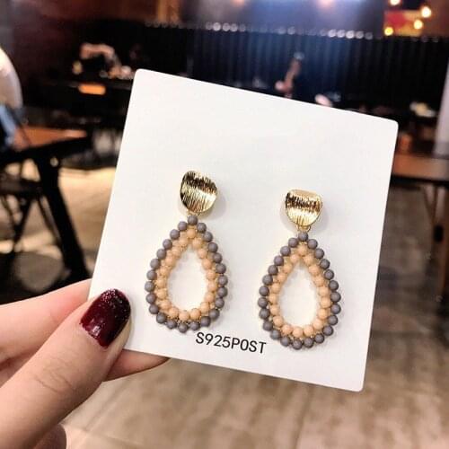 Water Drop Women Dangle Earrings Colorful Acrylic Beads Drop Earrings for Ladies Ethnic Style Retro Ear Decoration oorbellen