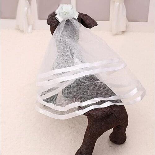 New Cute Pet Dog Puppy Cat Wedding Headdress Veil Headwear Hair Clips Grooming For Bridal Pet Supplier 38*32cm