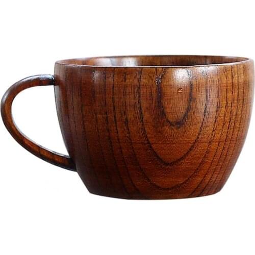 Portable Wooden Tea Coffee Juice Milk Water Handle Cup Bar Kitchen Drinking Mug