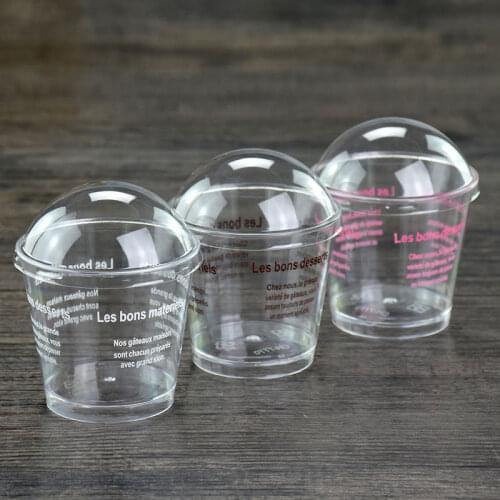 50/100pcs transparent Cake Disposable Cups with Lid Shovel Scoop Bottom Plastic Yogurt Cup Dessert Container Ice Cream Mousse