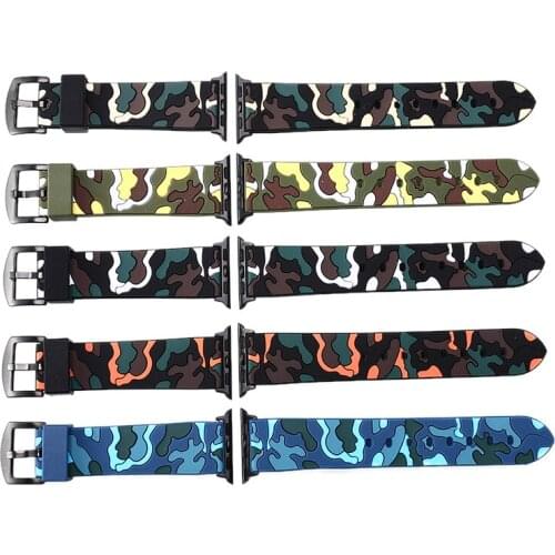 Camo Watch Strap For Smart Watch 4 38-40mm 42-44mm Silicone Watchband Waterproof Replacement Bracelet Wrist Watch Accessories