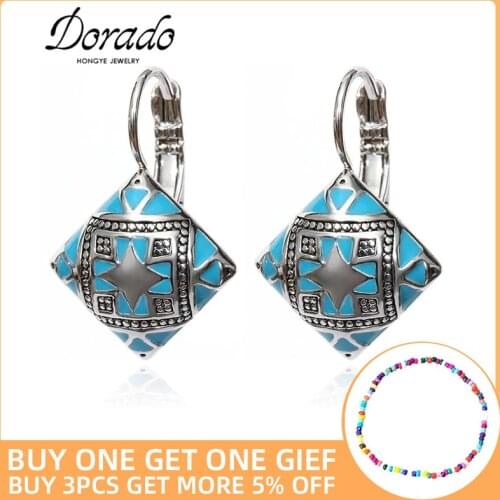 Dorado Black Blue Orange Resin Square Drop Earrings For Women Rose Retro New Female Dangle Hanging Gift Ear Jewelry Brincos