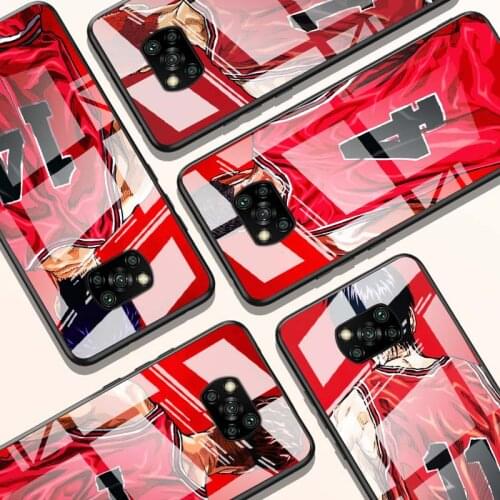 Slam dunk Sakuragi for Xiaomi POCO X3 NFC F3 M2 X2 F2 Redmi K30 Redmi Note 9 Pro Luxury Tempered Glass Phone Case Cover