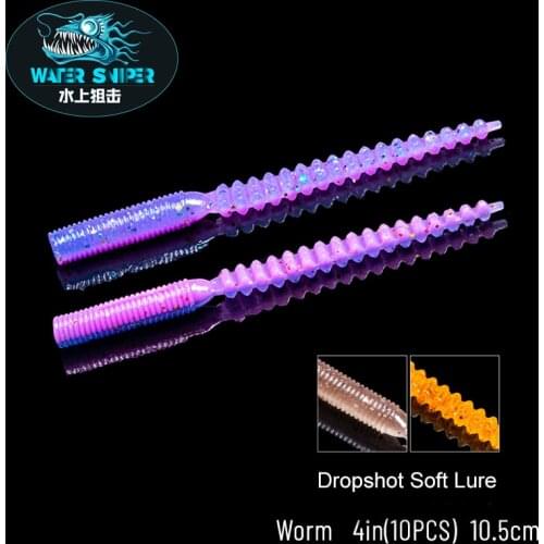 Water Sniper Free Shipping New Soft Worm Lures 4inch 3.2g Plastic Baits Dropshot Bass Pike Swimbait for Trout Fishing