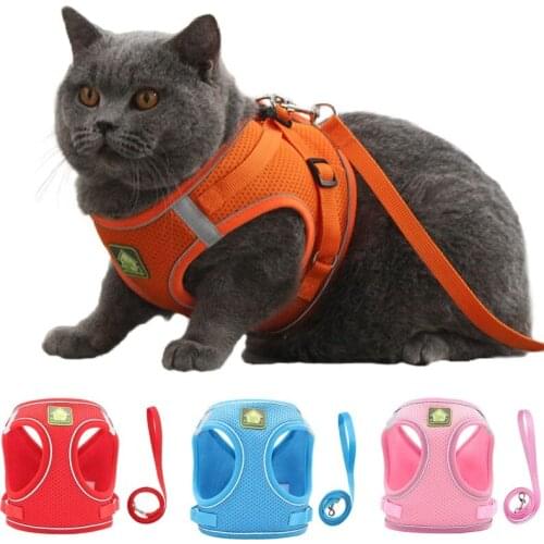 Reflective Dog Cat Harness Vest Nylon Mesh French Bulldog Harness Puppy Small Dogs Harnesses Leash for Chihuahua Pug Walking