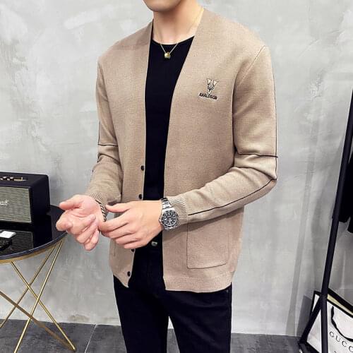 For Sweater Coat Men Knitted Cardigan Sweaters Autumn Solid Color Men Casual Knitwear Sweater Cardigan Slim Fit Maglione Uomo