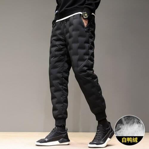 Winter Men Down Pants Breathable Warm 90% White duck down Filling Light Trousers Outdoor Camping Hiking Trekking Sports Pants