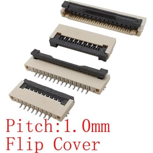 10Pcs/lot 1mm Pitch Under Clamshell Socket FPC FFC Flat Cable Sockets Connector 4P 6P 8P 10P 12P 14P 16P 18P 20P 24P 26P 30Pin