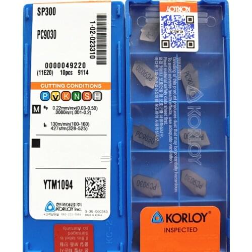 100pcs/set SP300 PC9030 KORLOY carbide insert Processing:stainless steel Free shipping