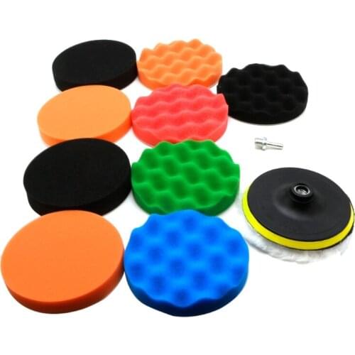 11 Pcs 3/4/5/6/7\" Buffing Sponge Polishing Pad Kit Set For Car Polisher Buffer E7CA