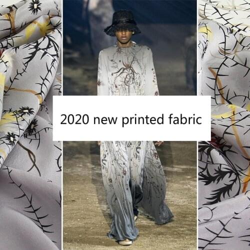 146x350cm Printed Imitation Crepe De Chine Polyester Fabric Cloth Material Factory Custom Dress Sewing Clothing DIY Fabric