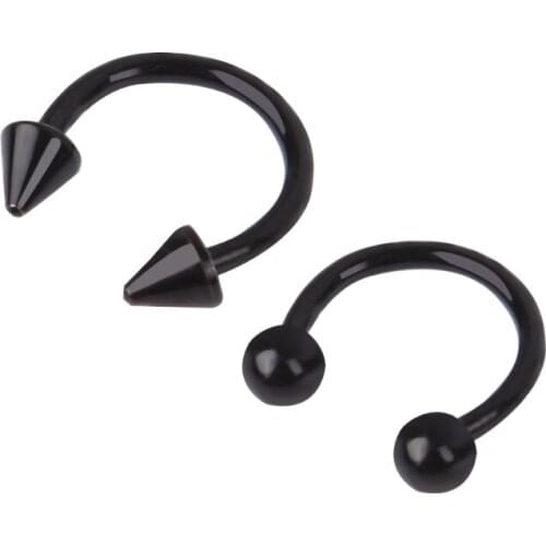 2Pcs/set Cone Spike Horseshoe Circular Septum Nose Ring Surgical Steel Nipple Hoops Nose Lips Eyebrow Ear Piercing Body Jewelry