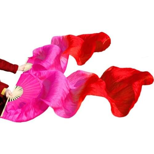 2016 female high quality Chinese silk veils dance fans Pair of belly dancing fans cheap hot sale Rose + Red