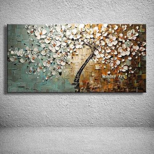 Handmade 3D Flower Knife Pictures Home Decor Hand Painted Flowers Oil Painting on Canvas Handmade gold Floral Paintings Wall Art