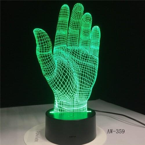Palm Hand 3D LED Night Light Acrylic Lamp Touch Switch Novelty Lighting USB lamp Table Lamp As Halloween Party Office De AW-359