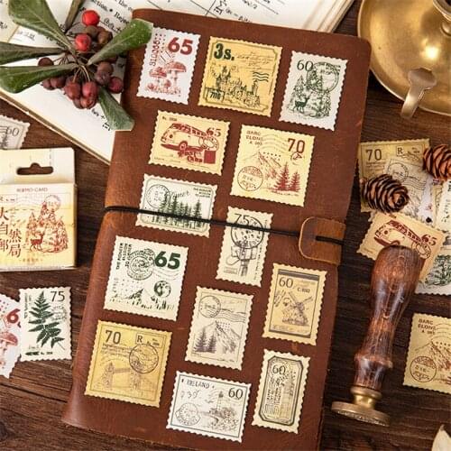45pcs Nature Forest Post Stickers Set Vintage Postage Stamp Sticker Home DIY Art Decoration Adhesive Diary Gift Letter F584