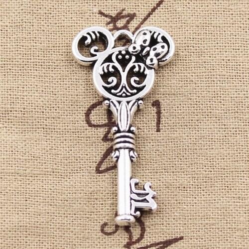 5pcs Charms Vintage Mouse Key 46x22mm Antique Silver Color Plated Pendants Making DIY Handmade Tibetan Silver Color Jewelry