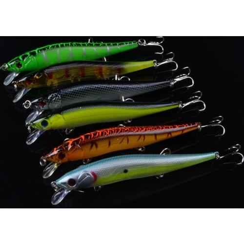 6pcs Floating Minnow Fishing Lure Hard Artificial Bait Bionic 3D Eyes 11.5cm 14g Fishing Wobblers Crankbait Plastic Fish Tackle