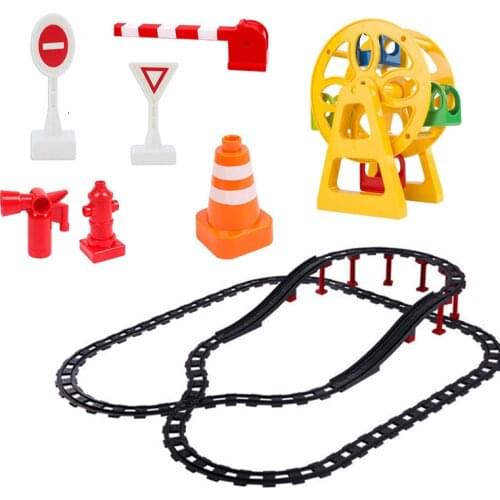 Electric locomotive Track Train Cabin Accessories Big Building Blocks Compatible With Duploed Toys For Children 63PCS DIY Toys