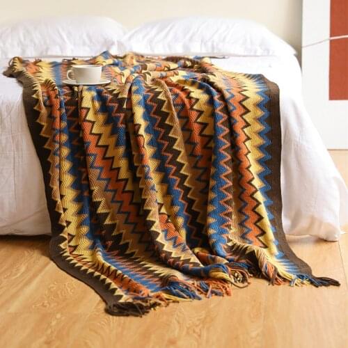 Bohemian Knitted Chair Lounge Blanket Bed Plaid Tapestry Bedspread Women Outdoor Beach Sandy Towels Cape