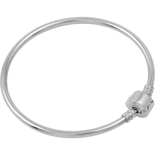 MJB0512 Stainless Steel Shiny Silver Tone Snap Clasp Bracelet 7.5 inch