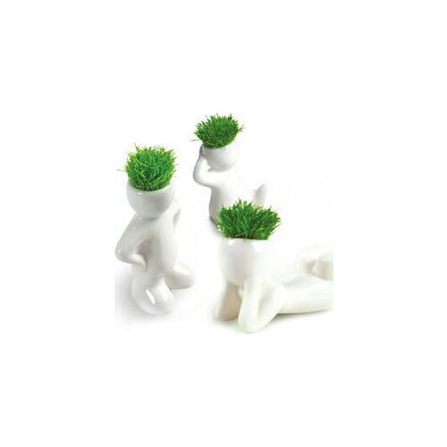 ECOEY promotional white people grass planting grass doll small flower pot gardening customized gifts