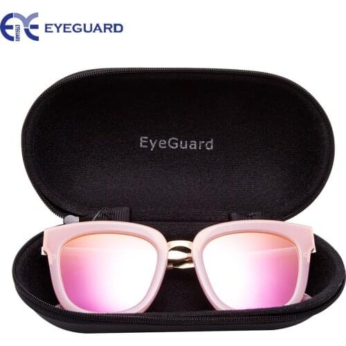 EYEGUARD Polarized Oversized Cat Eye Sunglasses For Women Mirror Eyewear With Case