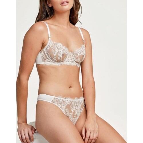 French Ultra-thin Soft Lace Breathable Sexy Ladies Bra Bra Panty Set Gather Big Breasts Show Small Underwear push up lingerie