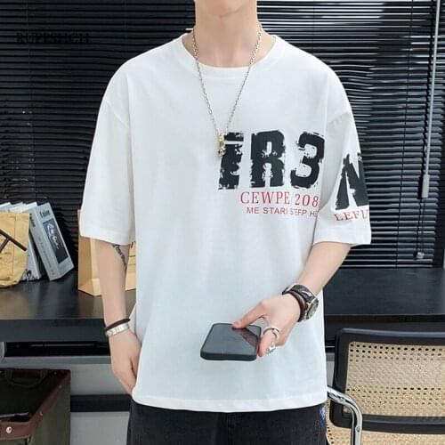 Funny Anime Letter Oversized Mens T-Shirt Hip Hop Cotton T-Shirt Summer Japanese Mens T-Shirt 3Xl Fashion Loose T-Shirt