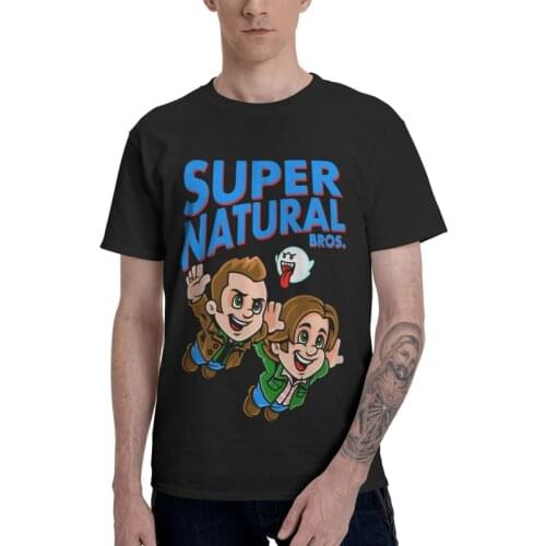 Super Natural Bros T-shirt Mens Graphic T Shirt Short Sleeve 100% Cotton Supernatural Brother Dean and Sam Tshirt Cool Tee Tops