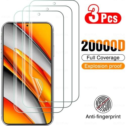3Pcs Full Cover Hydrogel Film For Xiaomi Poco F3 Protective Screen Protection For Xiaomi Poco F 3 6.67" Protector Film Not Glass