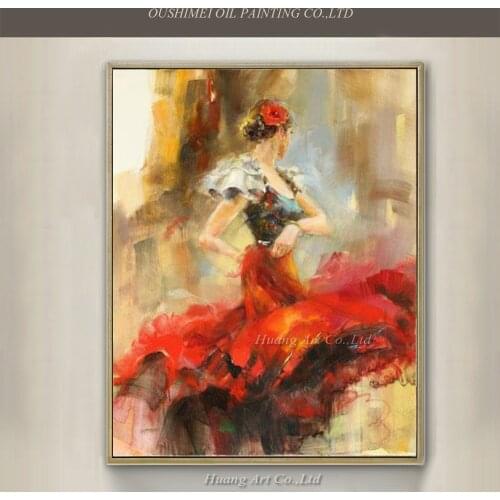 Wholesale Spanish Dancer Oil Painting Hand Painted High Quality Flamenco Dancer Oil Painting On Canvas For Wall Decoration