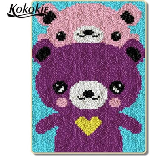 Handmade carpet diy tapijt latch hook rug kit cartoon printing vloerklee foamiran for needleworksets 3d floor mat home decor