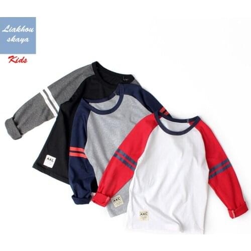 Liakhouskaya 2019 T Shirt Children Boys Spring Autumn Top Teen Kids Boy Long Sleeve T-shirts Blue White Red Girls Tops Clothes