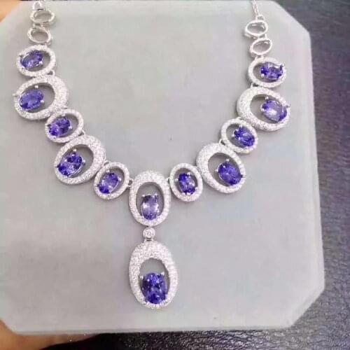 Best Gift Real and Natural Tanzanite Necklace Pendant S925 Sterling Silver Womens Color Gemstone Natural Jewelry
