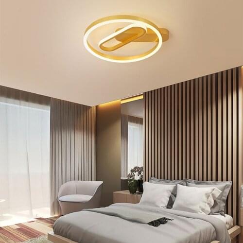 Minimalist Luxury Luster Gold Round LED Ceiling Light for Bedroom Living Dining Room Modern House Interior Decorative Luminaire