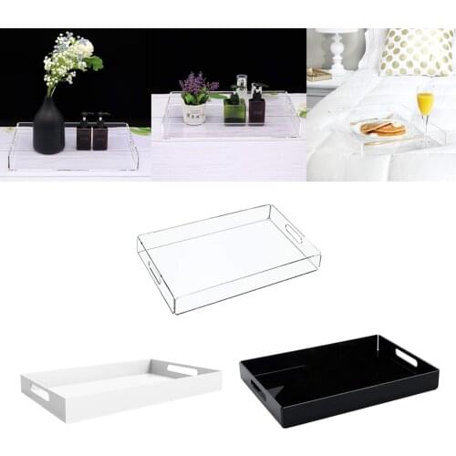 Multifunctional Acrylic Tray Tea Coffee Table Tray Breakfast Tray Acrylic Makeup Serving Tray with Handles