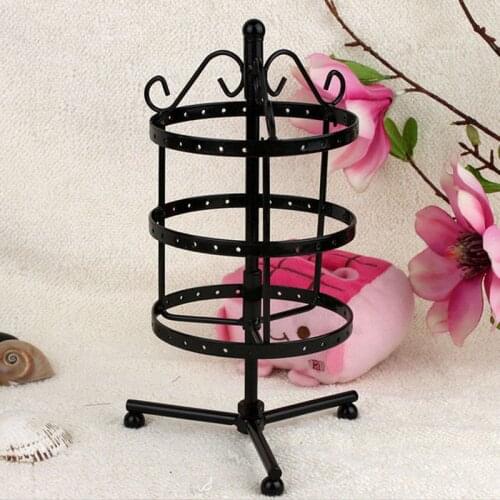 Fashion Smart Rotation Metal Earrings Display Stand Stud Dressing Table Round 72 Holes Jewellery Organizer Gift for Women