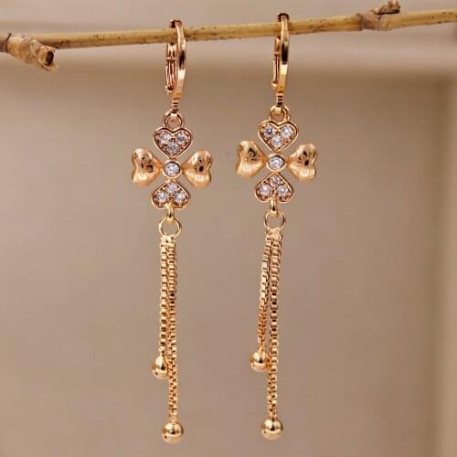 Fashion Gold earrings Drop Earrings for Womens earrings Gold plated heart zircon Dangle Earrings Wedding Jewelry wedding gift