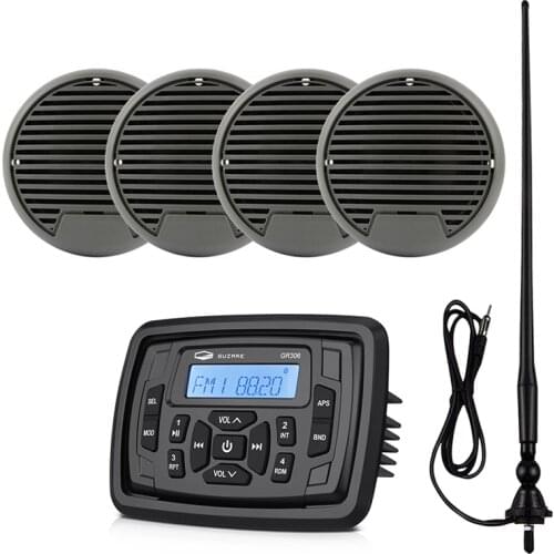 Marine Radio Stereo Bluetooth Audio Receiver Car MP3 Player+3" Waterproof Marine Speaker+FM Antenna For RV Yacht Pool Motorcycle