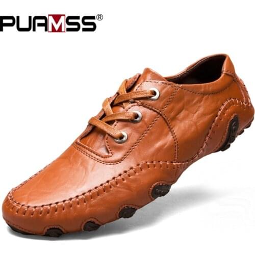 2020 New Loafers Spring Autumn Men Casual Shoes Leather Driving Shoes Mens Flats Plus Size Sneakers Men