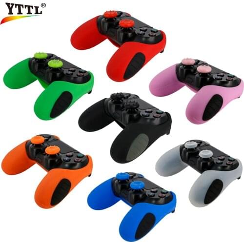 Soft Silicone Rubber Case Cover For PS4 Silicone Thicker Half Skin Cover for PS4 Controller Set (skin X 1 + Thumb Grip X 2)