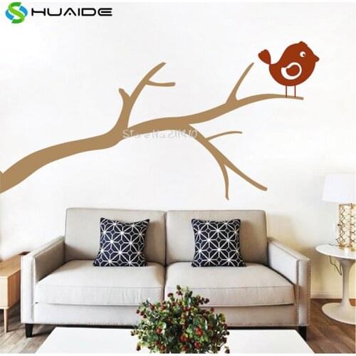 Bird on a Branch Wall Decal Cute Birds Tree Wall Stickers Home Decor Living Room Corner of wall Wall Tattoo Vinilos Parede A585