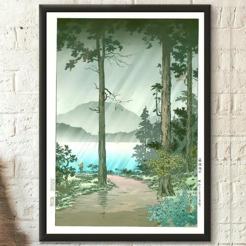 Wall Artwork Lake Hakone Japan Landscape Canvas Painting Modular Ukiyo-e Pictures Home Decor Bedroom Tsuchiya Koitsu Poster Gift