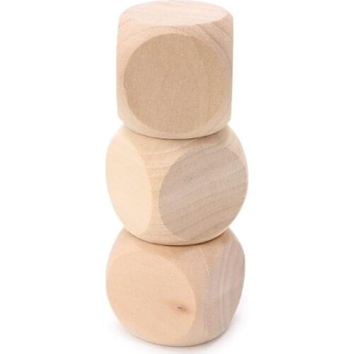 New 40mm Blank Wood Dice Kid Toys Printing Engraving Write Painting DIY Family Game 2020