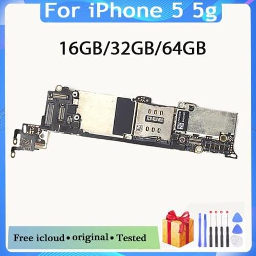 Original unlocked for iphone 5 Motherboard with IOS System,Free iCloud for iphone 5 5g Logic board+Full Chips,16GB 32GB 64GB