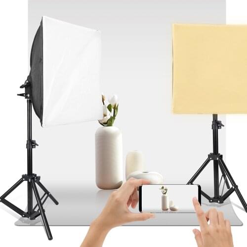 Photo Studio LED 9W Softbox Kit 30x30cm Mini Softbox Adjustable Support Light Stand Tripod E27 Socket For Desktop Video Shooting
