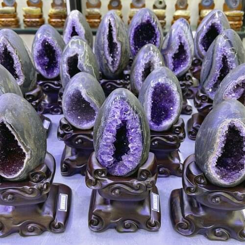 Natural Amethyst Geode Quartz Cluster Crystal Specimen Energy Healing Thunder Egg Mineral Gift Home Decoration Wholesale