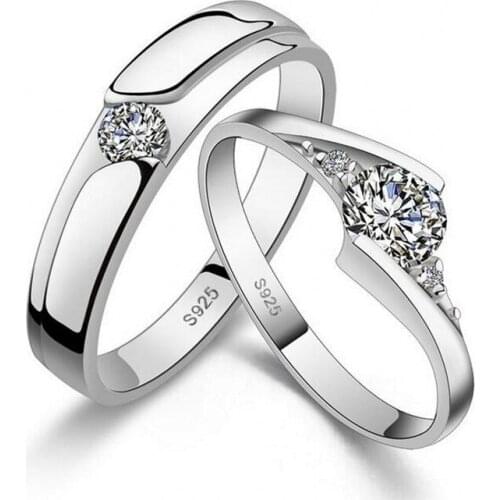 His and hers Luxury Jewelry 925 Sterling Silver Top Selling White 5A Cubic Zirconia CZ Party Wedding Engagement Band Couple Ring