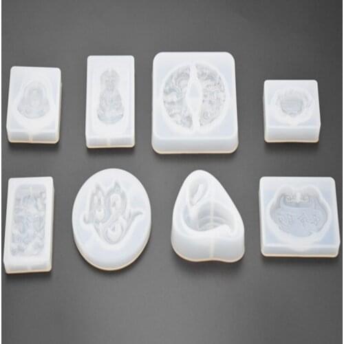 Crystal Epoxy Jewelry Mold Silicone mould Handmade Dragon and Phoenix Pendant Guanyin Buddha Statue Long Life Centenary Fire